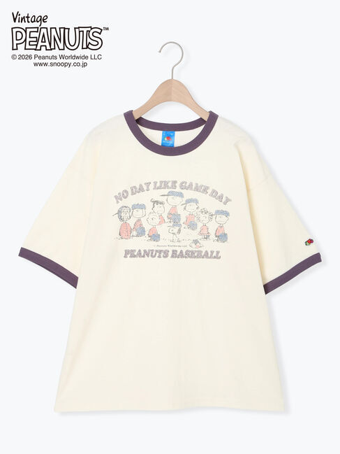 Samansa Mos2 Lagom「【FRUIT OF THE LOOM】PEANUTS リンガーT大人」|Tシャツ・カットソー|オフホワイト