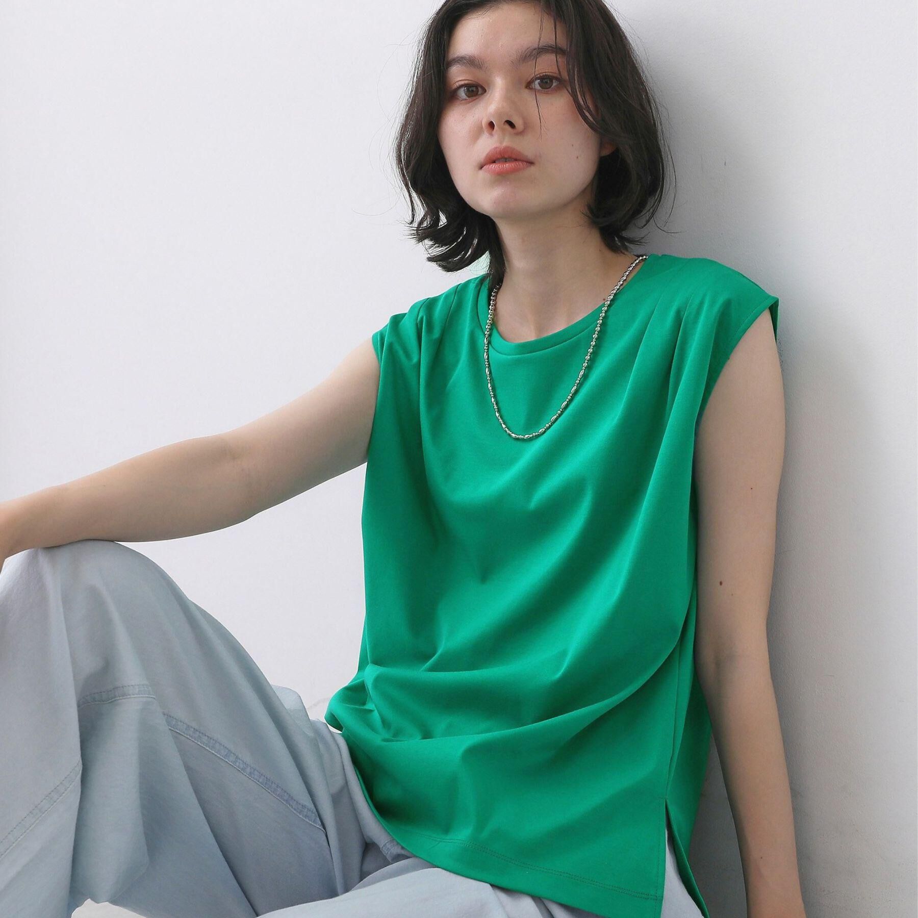 Dessin「【UVカット／接触冷感】ノースリーブカットソー」|Tシャツ・カットソー|グリーン(022)