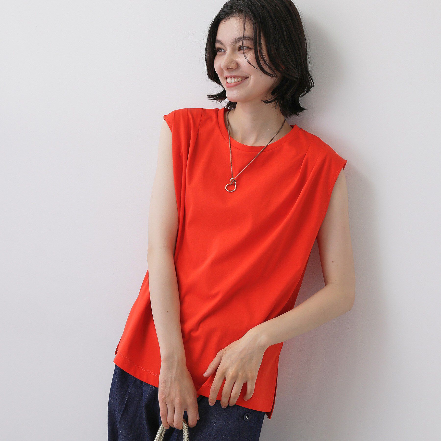 Dessin「【UVカット／接触冷感】ノースリーブカットソー」|Tシャツ・カットソー|オレンジ(069)