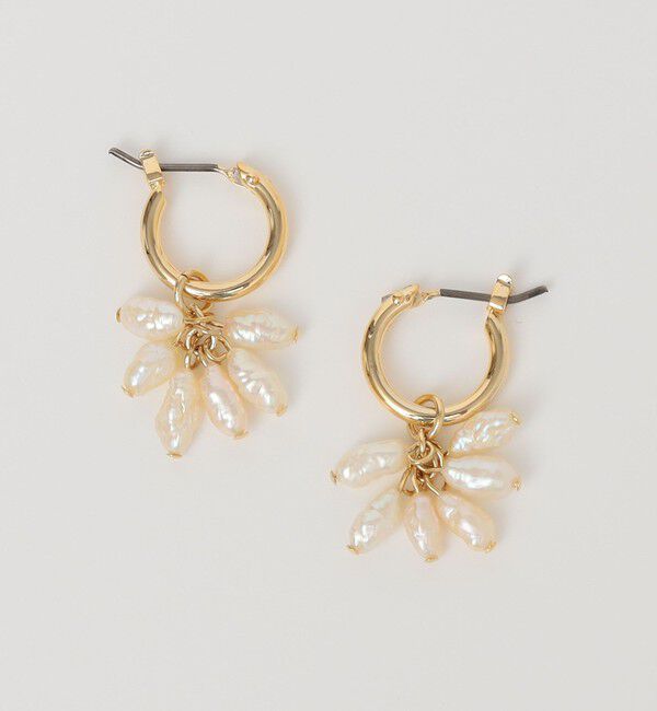quaranciel「quaranciel: ミニ 淡水パール フラワーデザイン フープ ピアス」|ピアス|