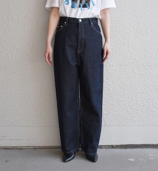 quaranciel「quaranciel:〈洗濯機可能〉ハイライズ ルーズ ワイド デニム パンツ」|デニム|