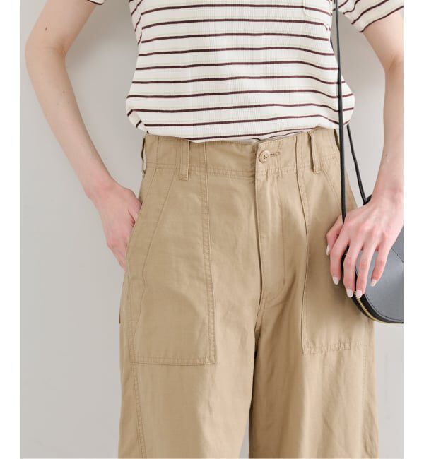 U by SPICK&SPAN「《追加予約》コットリネンバレルレッグルーズベイカーパンツ」|カーゴ|