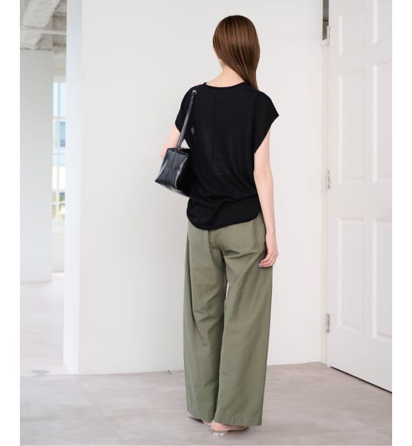 U by SPICK&SPAN「《追加予約》コットリネンバレルレッグルーズベイカーパンツ」|カーゴ|