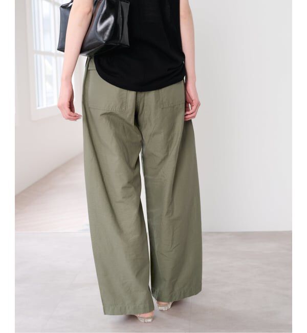 U by SPICK&SPAN「《追加予約》コットリネンバレルレッグルーズベイカーパンツ」|カーゴ|