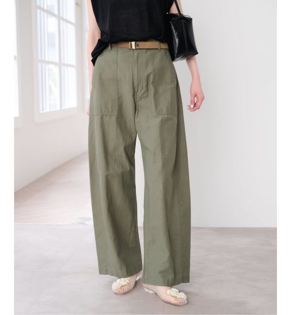 U by SPICK&SPAN「《追加予約》コットリネンバレルレッグルーズベイカーパンツ」|カーゴ|