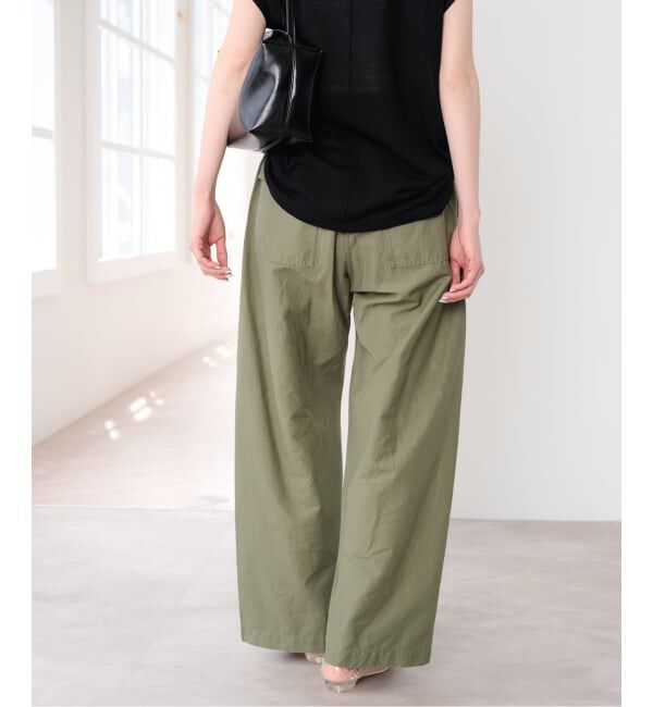 U by SPICK&SPAN「《追加予約》コットリネンバレルレッグルーズベイカーパンツ」|カーゴ|