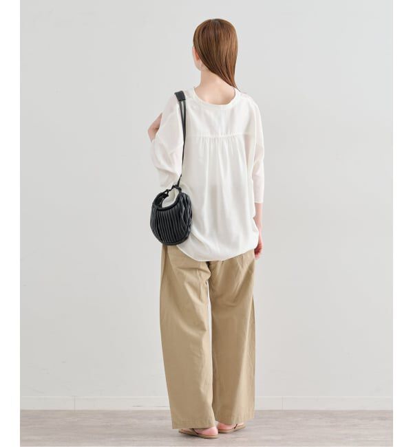 U by SPICK&SPAN「《追加予約》コットリネンバレルレッグルーズベイカーパンツ」|カーゴ|