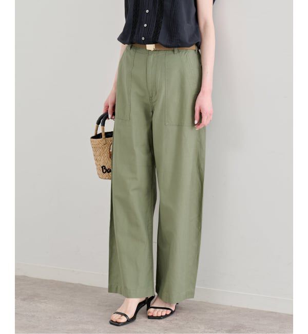 U by SPICK&SPAN「《追加予約》コットリネンバレルレッグルーズベイカーパンツ」|カーゴ|