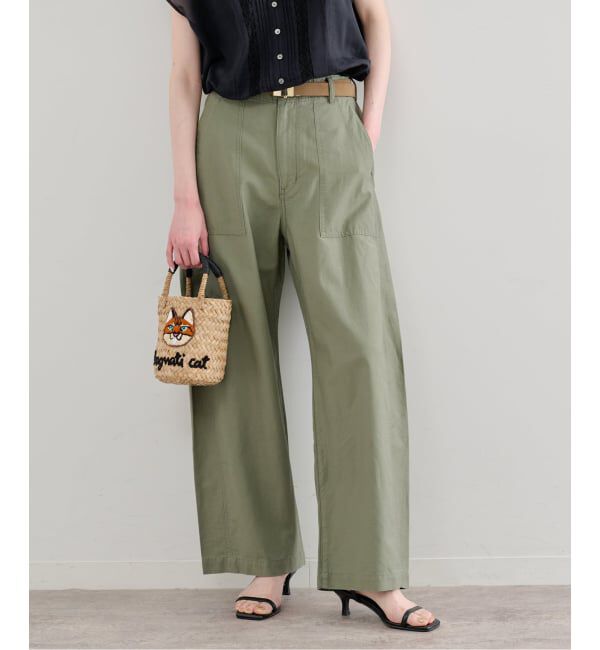 U by SPICK&SPAN「《追加予約》コットリネンバレルレッグルーズベイカーパンツ」|カーゴ|