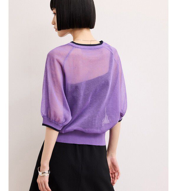ADAM ET ROPE'「【WEB限定】リネンmixバイカラーシアーニットTシャツ」|Tシャツ・カットソー|