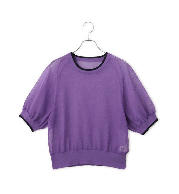 ADAM ET ROPE'「【WEB限定】リネンmixバイカラーシアーニットTシャツ」|Tシャツ・カットソー|