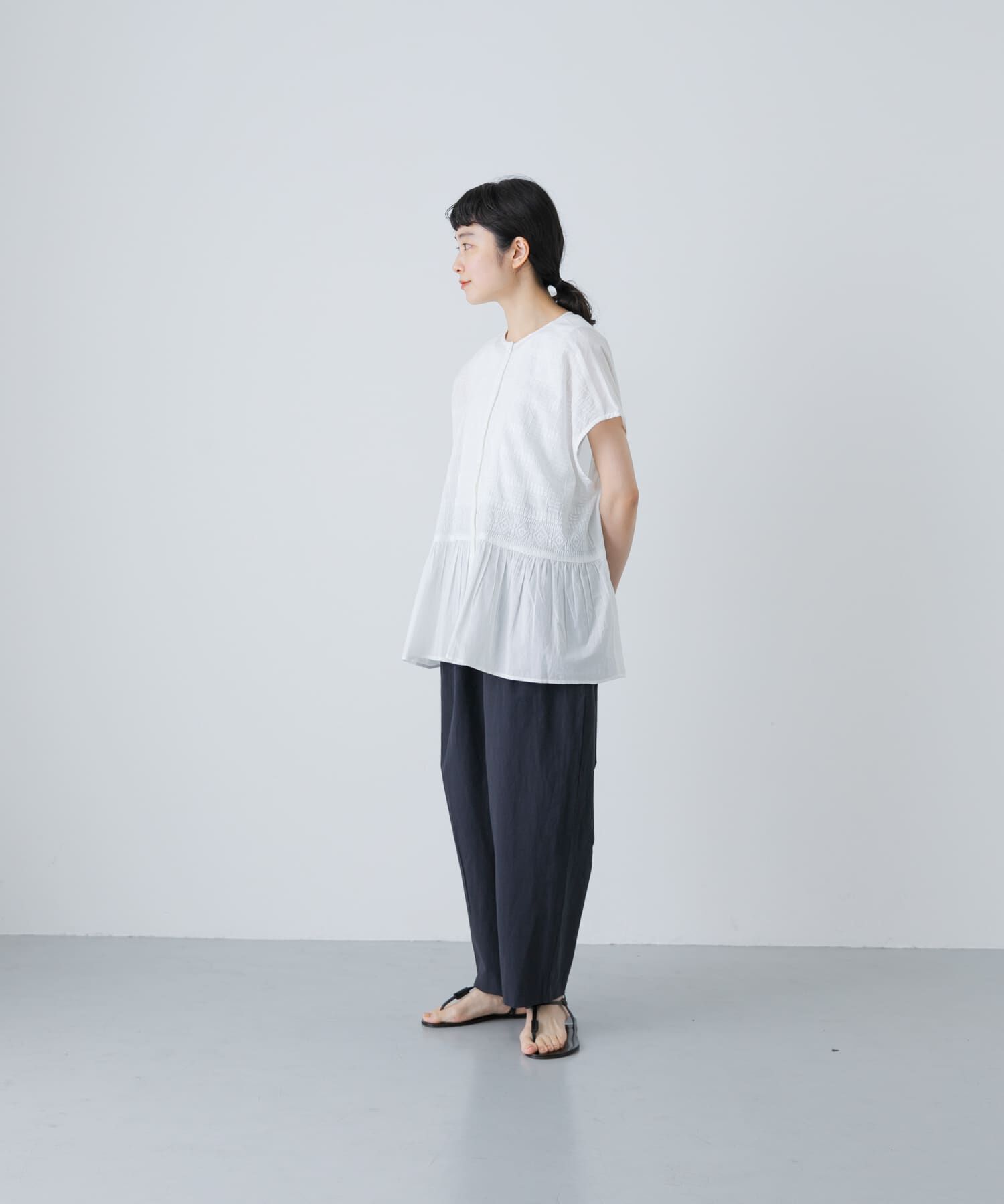 かぐれ「フロント刺繍フレンチブラウス」|シャツ・ブラウス|