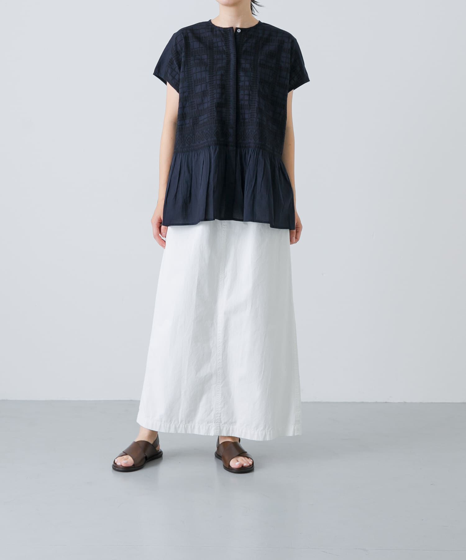 かぐれ「フロント刺繍フレンチブラウス」|シャツ・ブラウス|