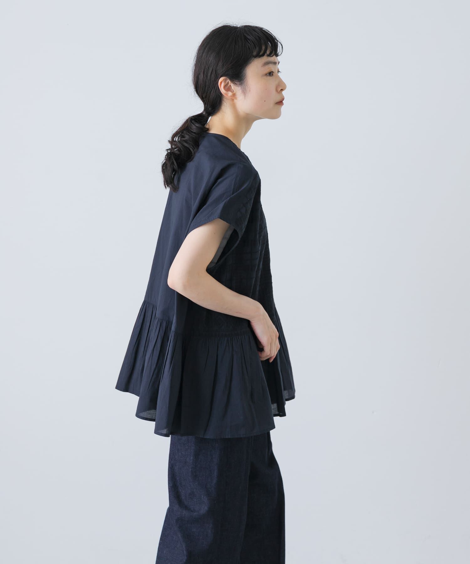 かぐれ「フロント刺繍フレンチブラウス」|シャツ・ブラウス|