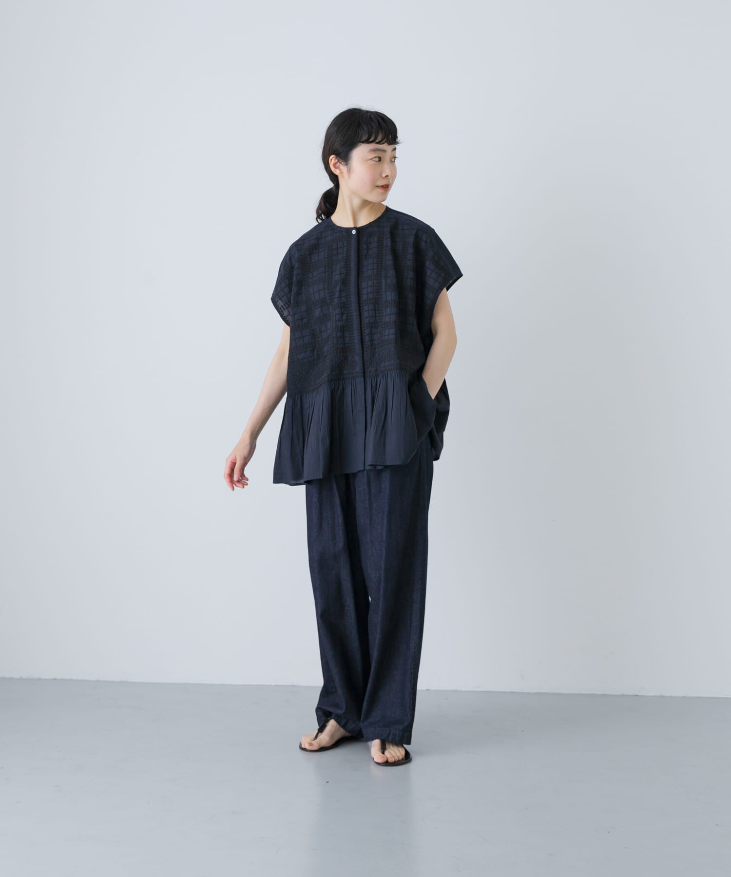 かぐれ「フロント刺繍フレンチブラウス」|シャツ・ブラウス|