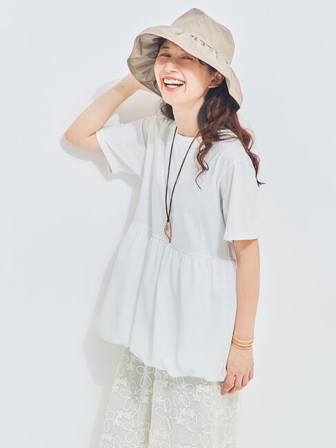 Samansa Mos2「【多機能】バルーンコンビカットソー」|Tシャツ・カットソー|オフホワイト