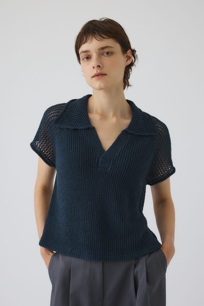 RIM.ARK 「Linen mix open collar tops」|ニット・セーター|