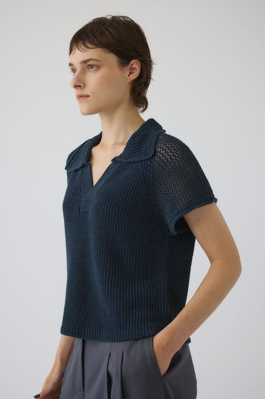 RIM.ARK 「Linen mix open collar tops」|ニット・セーター|