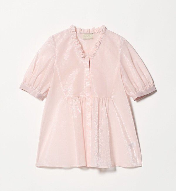 UNITED ARROWS「LINEAESSE Vネック パフブラウス ‐ウォッシャブル‐」|シャツ・ブラウス|LT.PINK