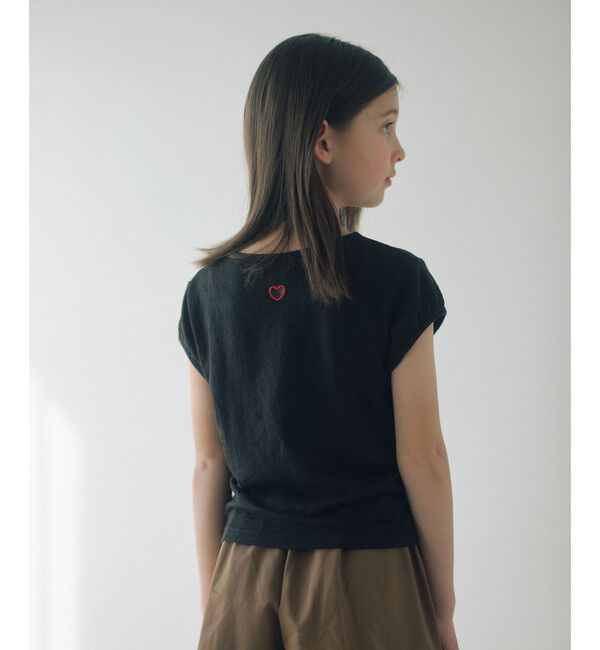 UNITED ARROWS green label relaxing「【WEB限定】ハート シシュウ Tシャツ / キッズ 100cm-160cm」|Tシャツ・カットソー|BLACK