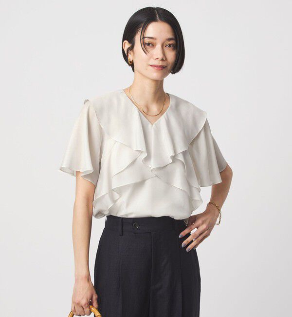 UNITED ARROWS green label relaxing「ラッフル フレア ショートスリーブ ブラウス」|シャツ・ブラウス|NATURAL