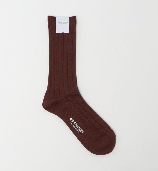 BEAUTY&YOUTH UNITED ARROWS「シルケット リブ レギュラー ソックス」|ソックス|DK.BROWN