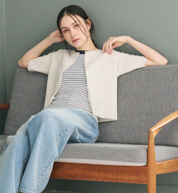 BEAUTY&YOUTH UNITED ARROWS「【WEB限定】ラメ ショートスリーブカーディガン」|カーディガン|NATURAL