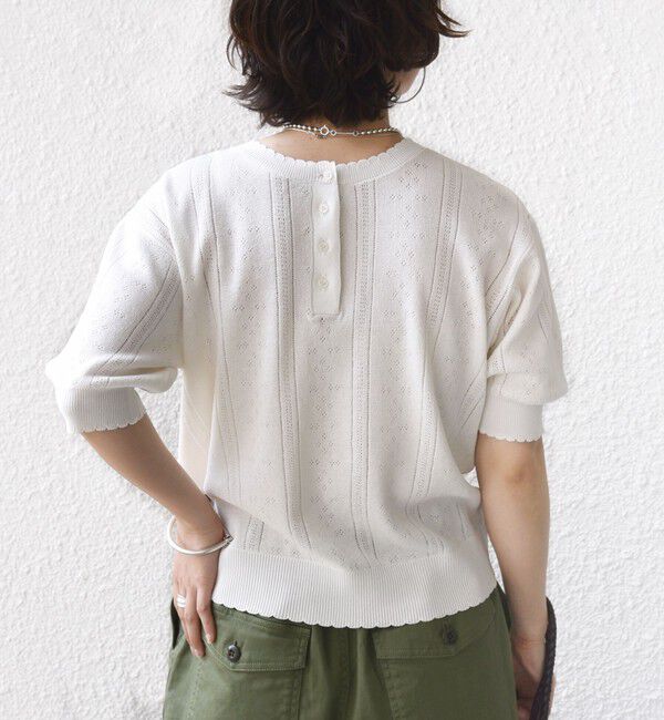 SHIPS for women「《予約》【WEB限定】〈手洗い可能〉ペーパー ヘンリーネック アイレット ニット」|ニット・セーター|