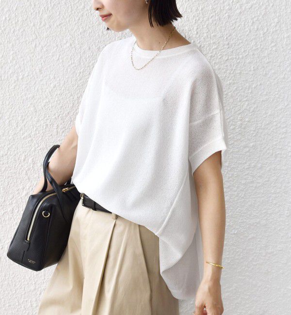 SHIPS for women「《予約》【WEB限定】シアー ワッフル スリット TEE」|Tシャツ・カットソー|