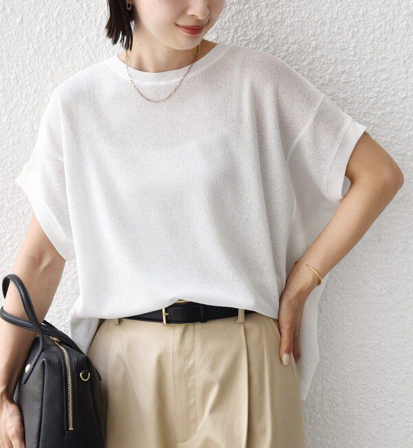 SHIPS for women「《予約》【WEB限定】シアー ワッフル スリット TEE」|Tシャツ・カットソー|