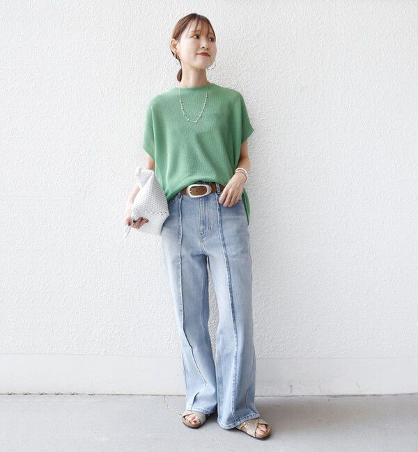 SHIPS for women「《予約》【WEB限定】シアー ワッフル スリット TEE」|Tシャツ・カットソー|