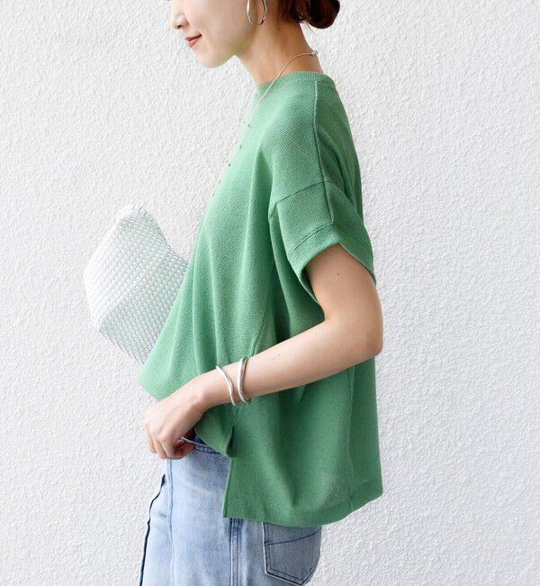 SHIPS for women「《予約》【WEB限定】シアー ワッフル スリット TEE」|Tシャツ・カットソー|