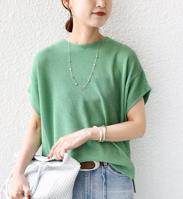SHIPS for women「《予約》【WEB限定】シアー ワッフル スリット TEE」|Tシャツ・カットソー|