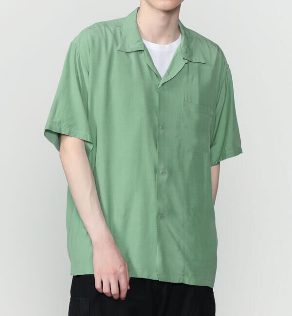  「STYLE EYES | 〈別注〉レーヨン ボウリングシャツ PLANE MEN」|シャツ・ブラウス|GREEN系1