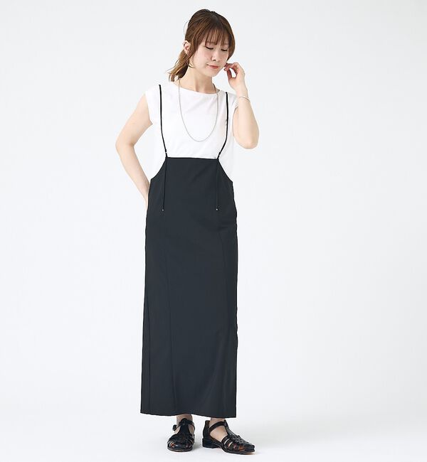 Rouge vif「【2点セット】【細見え】フレンチスリーブTシャツ&times;サスペンダースカート/キャミワ」|スカート|