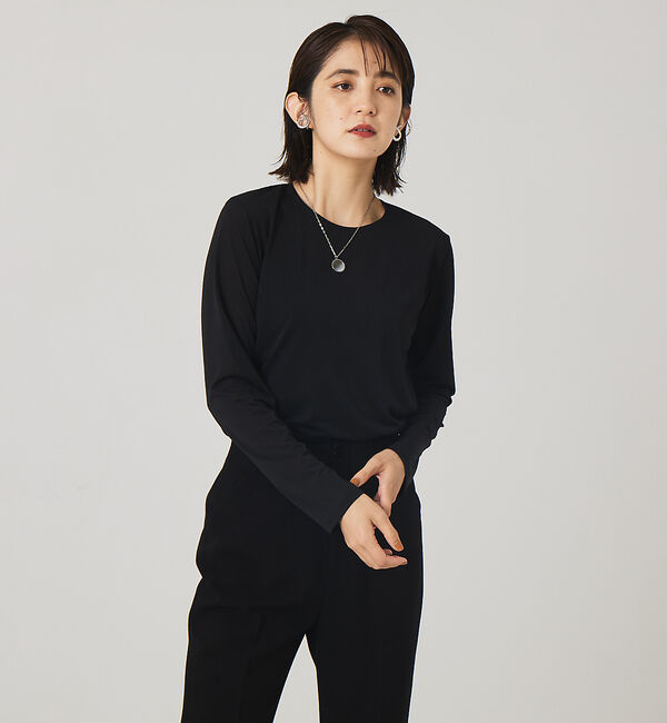 qualite「シアクルーカットソー」|Tシャツ・カットソー|ブラック