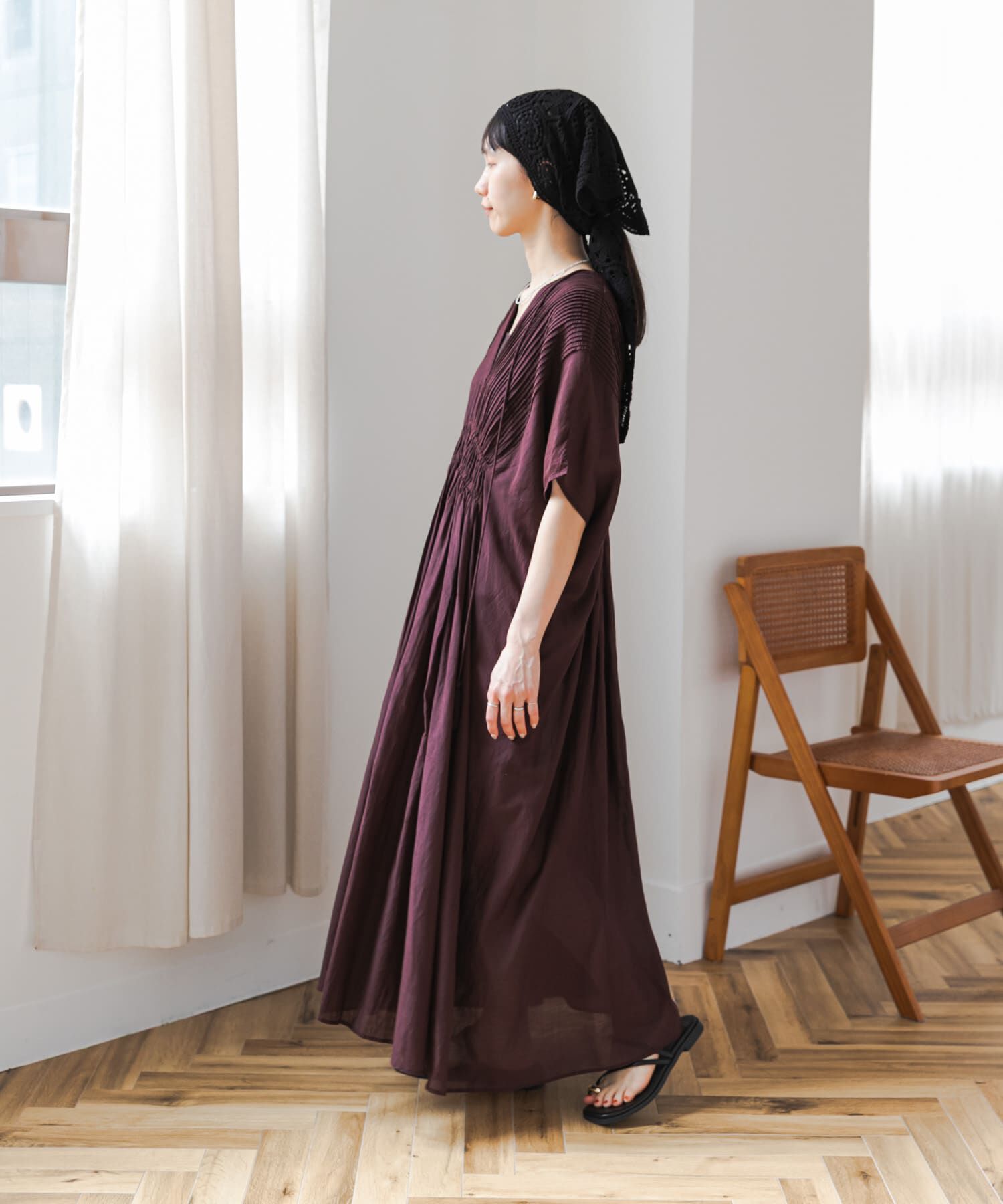 URBAN RESEARCH DOORS「ピンタックギャザーワンピース」|ワンピース|