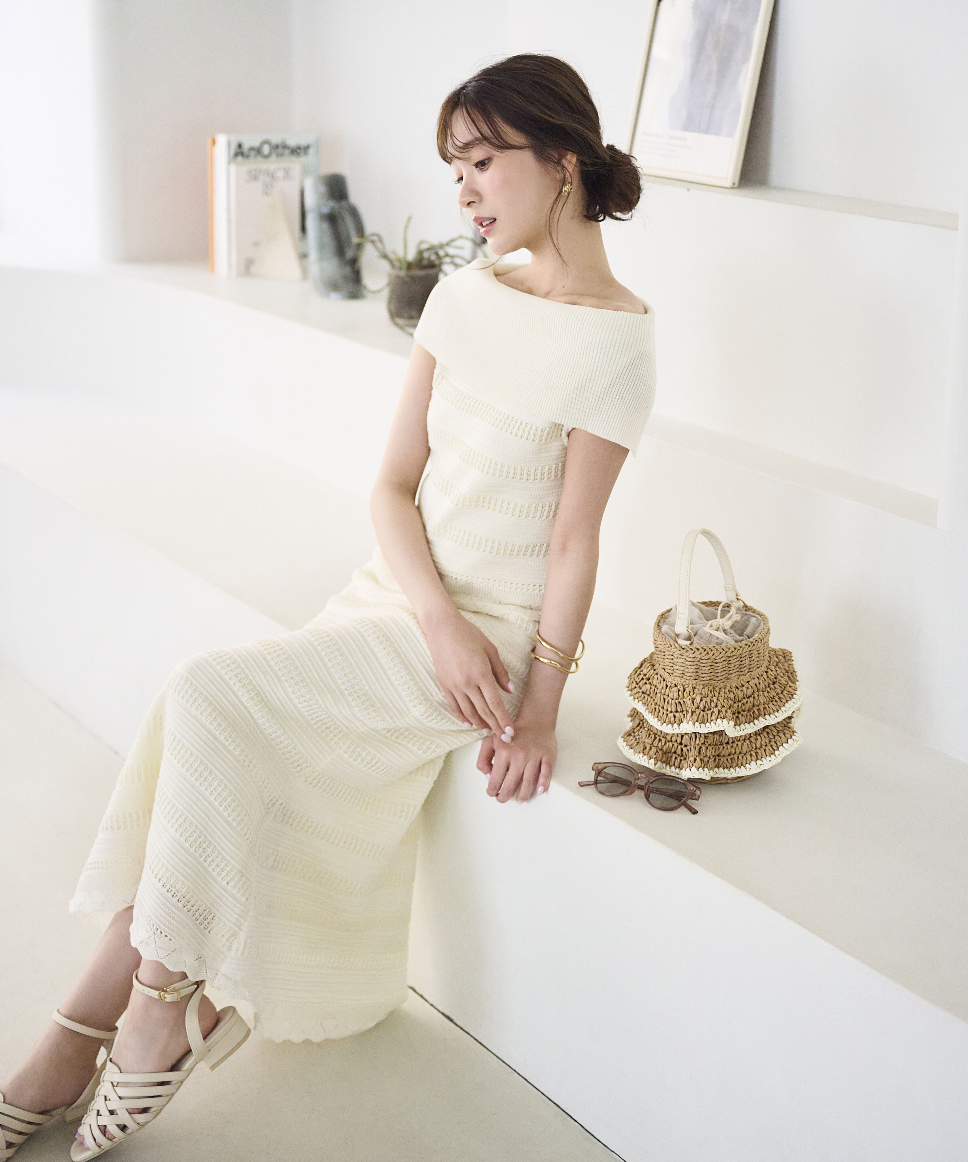 PROPORTION BODY DRESSING「透かし編みオフショルセットアップ」|ワンピース|
