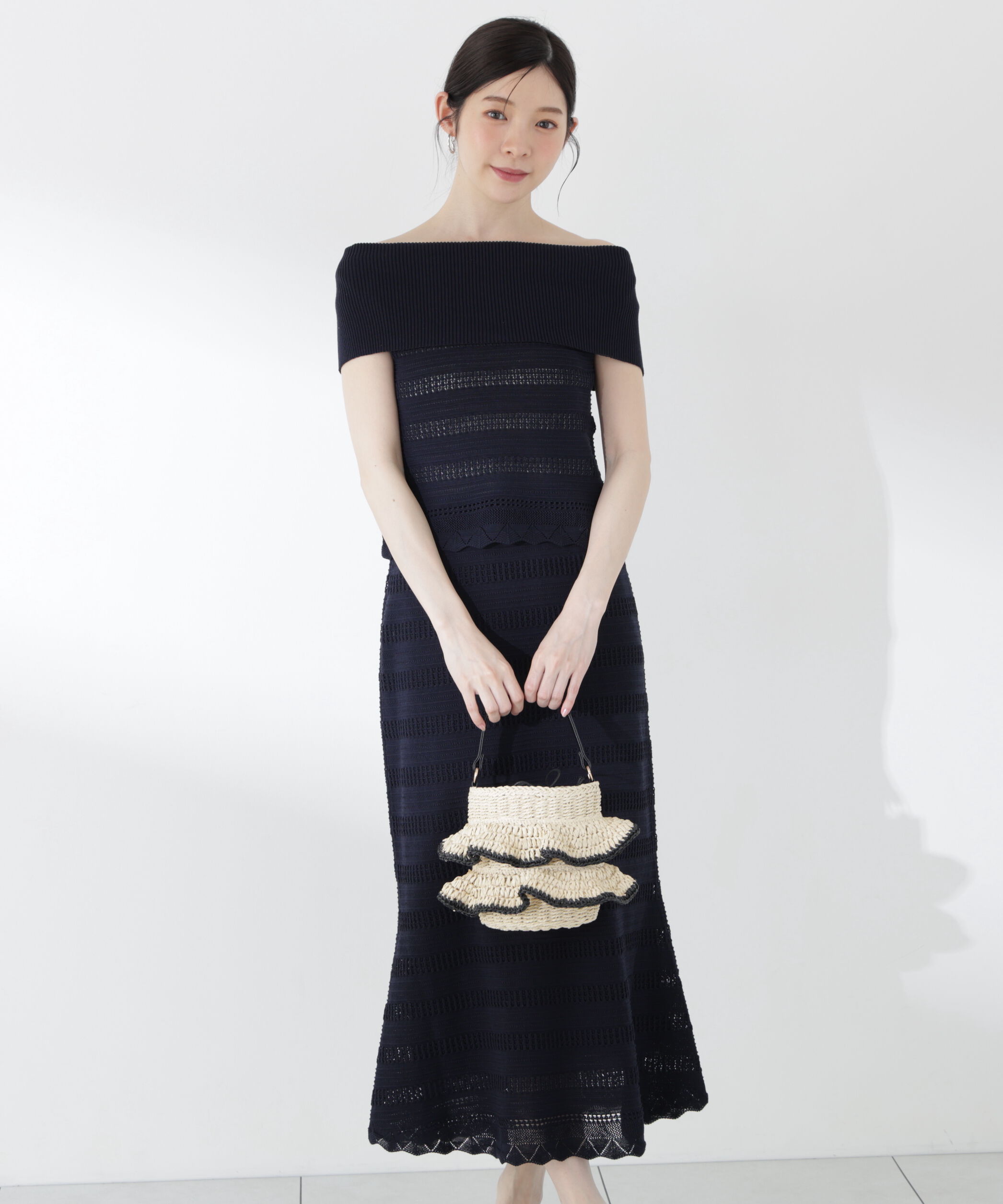 PROPORTION BODY DRESSING「透かし編みオフショルセットアップ」|ワンピース|