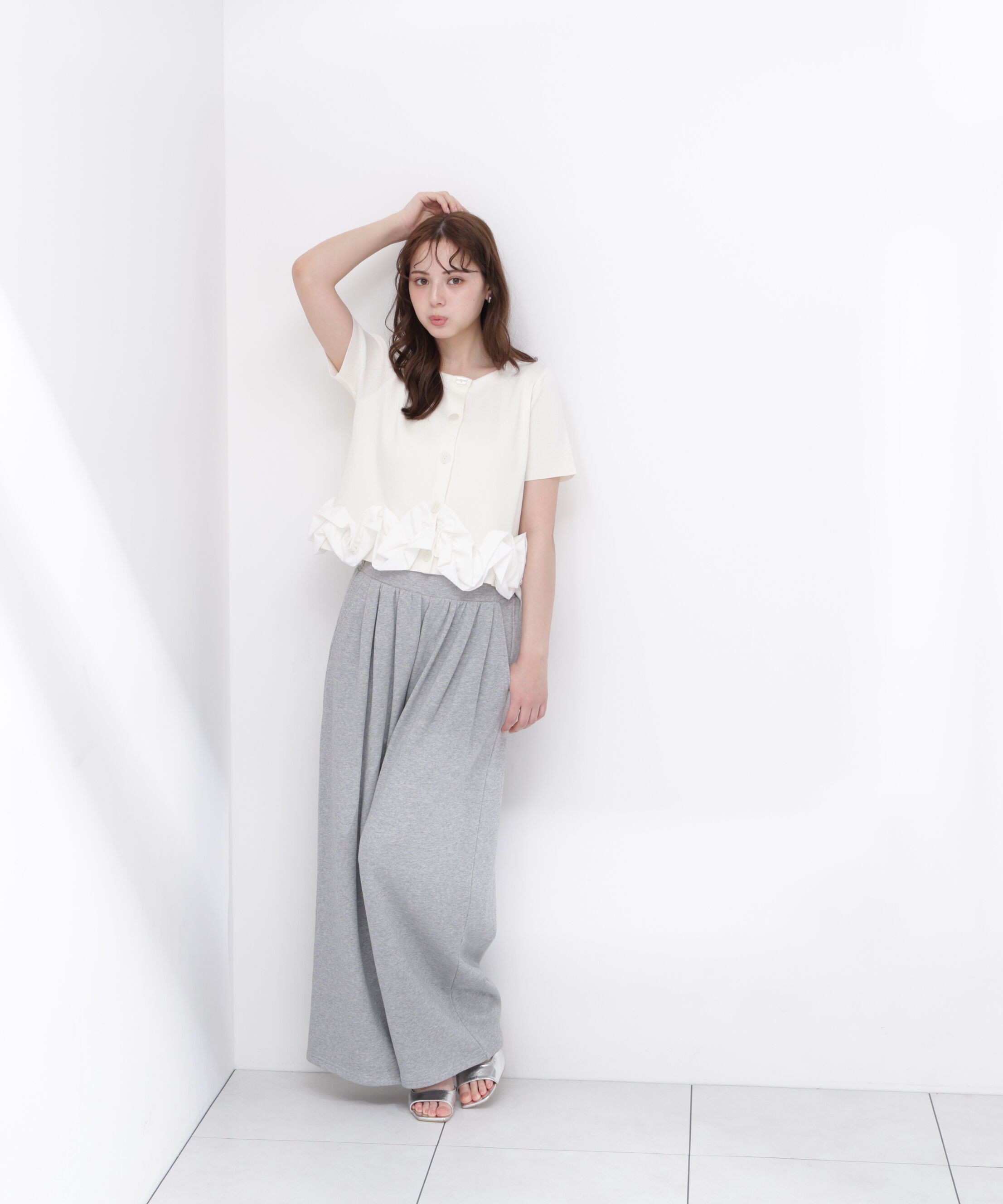 PROPORTION BODY DRESSING「〈a/mie〉半袖ホイップヘムカーディガン」|カーディガン|