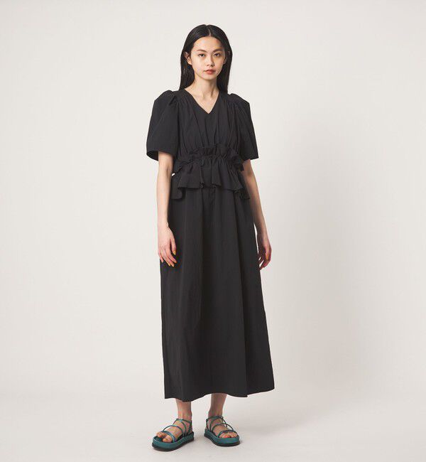 EMMEL REFINES「＜EMMEL REFINES＞EM ウエストフリル パフスリーブ ワンピース」|ワンピース|BLACK