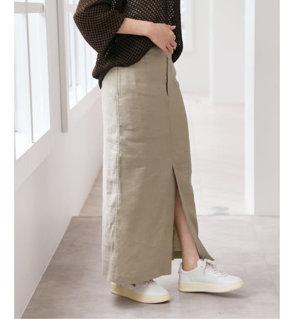 Spick and Span「リネンストレッチIラインスカート」|スカート|