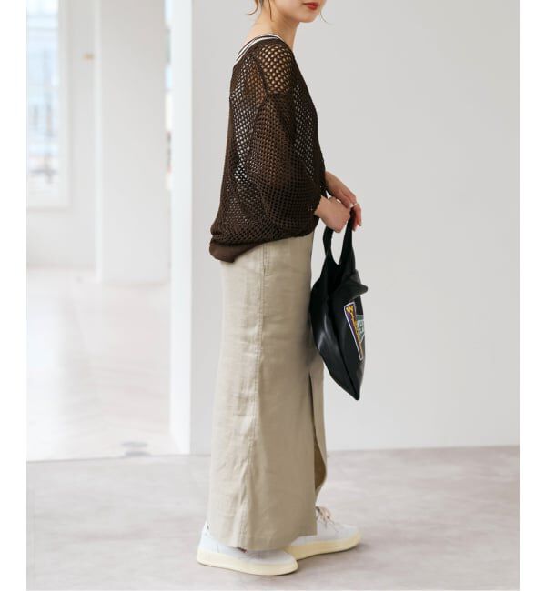 Spick and Span「リネンストレッチIラインスカート」|スカート|