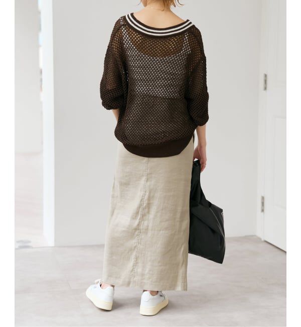 Spick and Span「リネンストレッチIラインスカート」|スカート|