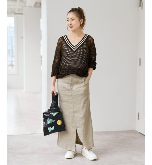 Spick and Span「リネンストレッチIラインスカート」|スカート|