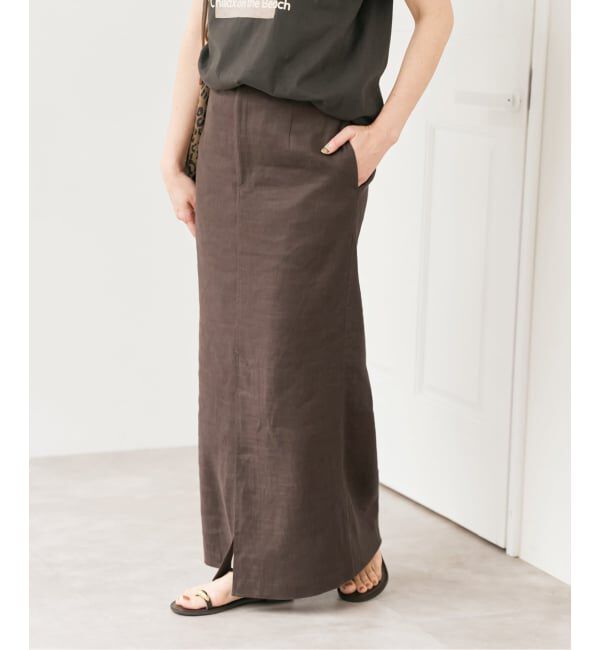 Spick and Span「リネンストレッチIラインスカート」|スカート|