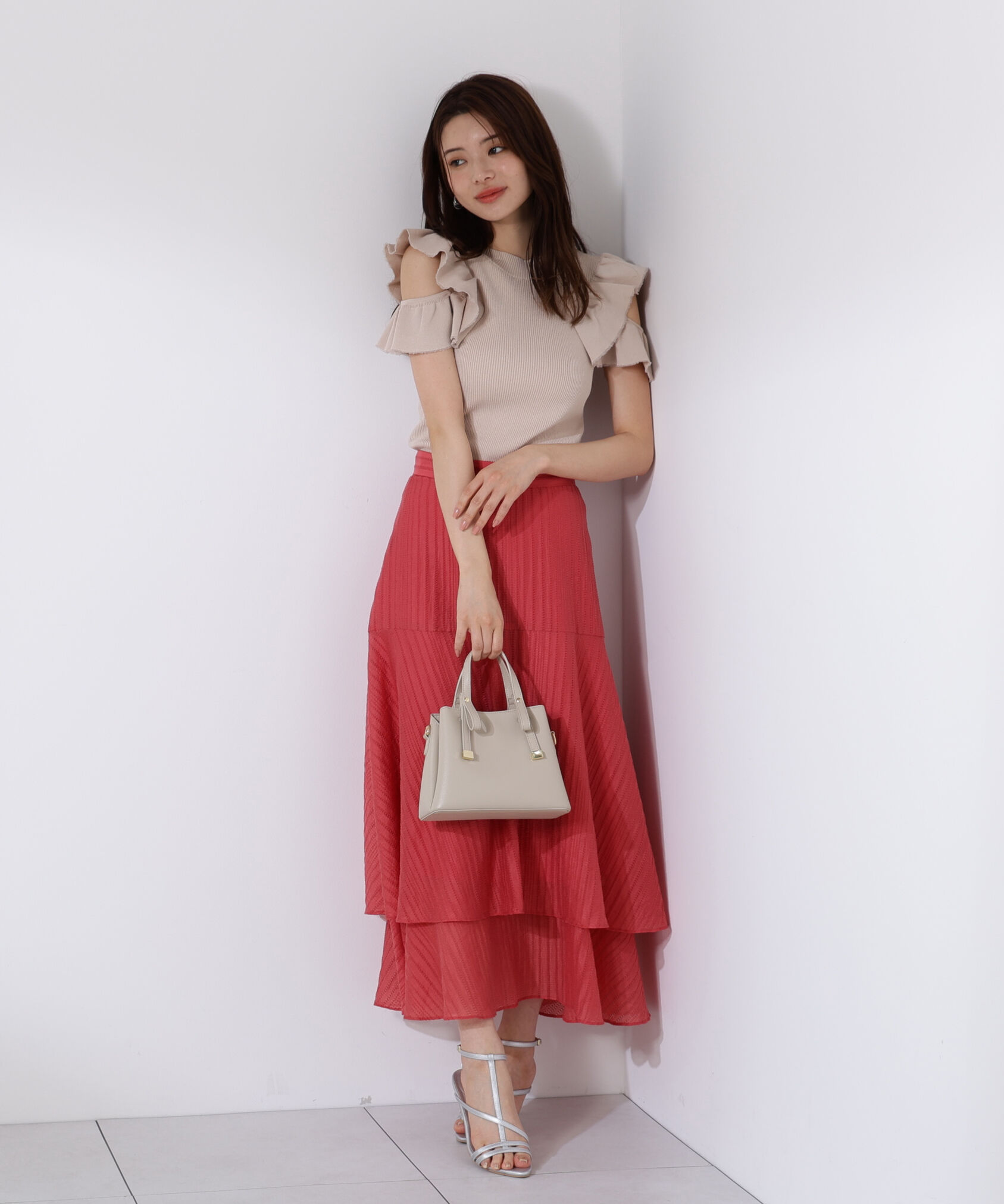 PROPORTION BODY DRESSING「シアードビーティアードスカート」|スカート|レッド