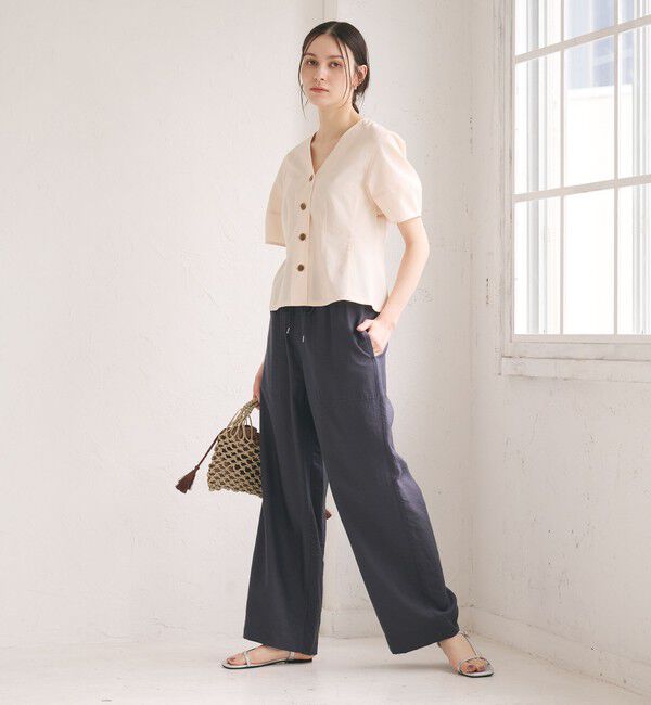 BEAUTY&YOUTH UNITED ARROWS「カーブスリーブ Vネック ブラウス UVカット 防シワ ウォッシャブル」|シャツ・ブラウス|