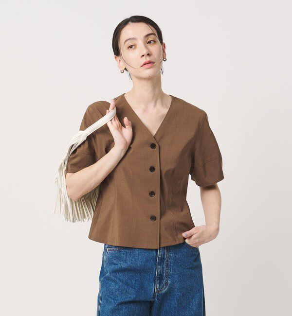 BEAUTY&YOUTH UNITED ARROWS「カーブスリーブ Vネック ブラウス UVカット 防シワ ウォッシャブル」|シャツ・ブラウス|MD.BROWN