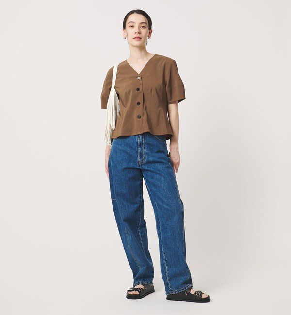 BEAUTY&YOUTH UNITED ARROWS「カーブスリーブ Vネック ブラウス UVカット 防シワ ウォッシャブル」|シャツ・ブラウス|
